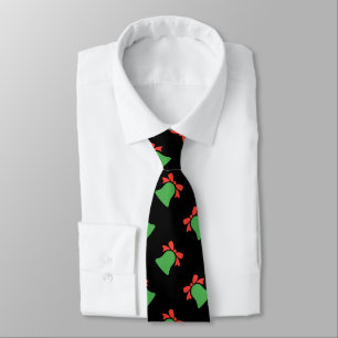 Black Christmas Bell Seamless Pattern Neck Tie