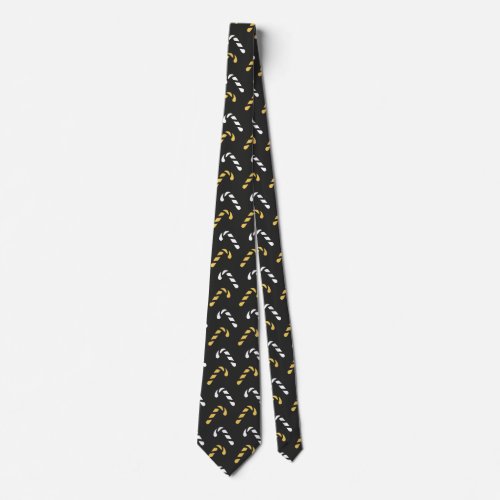 Black Christmas Candy Cane Seamless Pattern Neck Tie