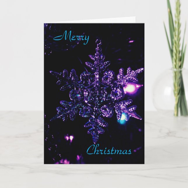 Black Christmas card with purple star (Front)
