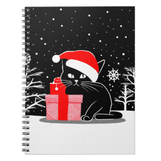 Black Christmas Cat Notebook