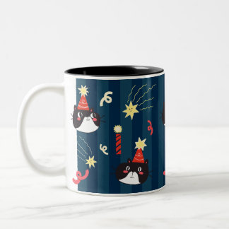 Black Christmas Cat Two-Tone Coffee Mug
