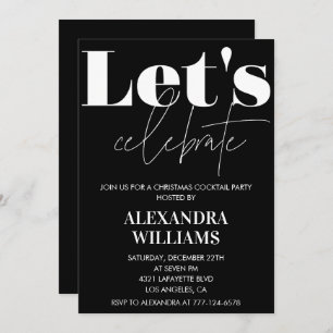 Black Christmas Cocktail Party Let's celebrate Invitation