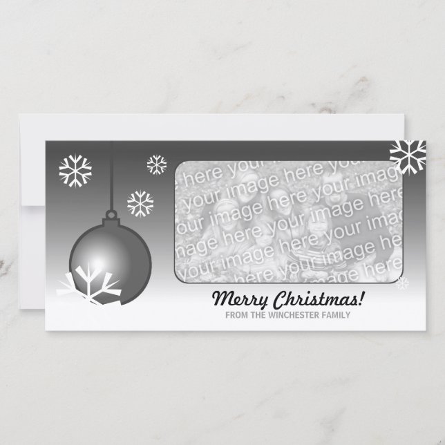 Black Christmas Decorative Ball Holiday Card (Front)