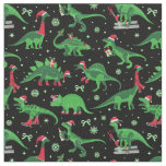 black christmas dinosaurs stegosaurus triceratops  fabric