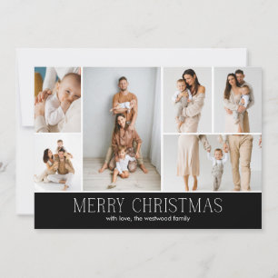 BLACK Christmas Elegant 6 Collage Photo message Holiday Card