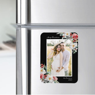 Black Christmas Elegant Photo Magnet