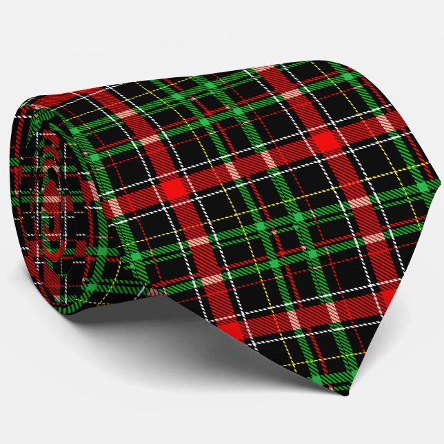 Black Christmas Flannel Plaid Tartan Design Neck Tie (Creator Uploaded)