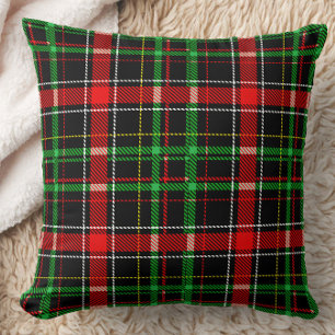 Black Christmas Flannel Plaid Tartan Design Throw Pillow