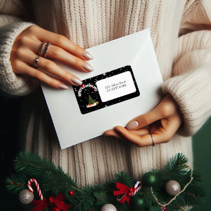 Black Christmas Graffiti Return Address Label