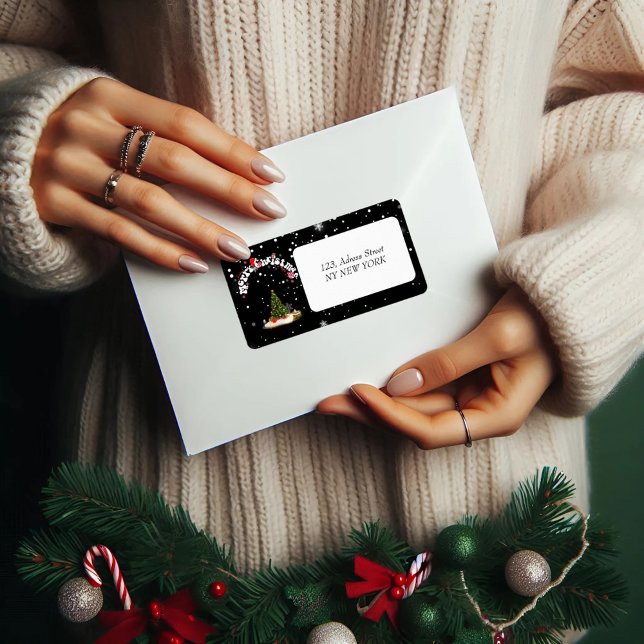 Black Christmas Graffiti Return Address Label (Creator Uploaded)