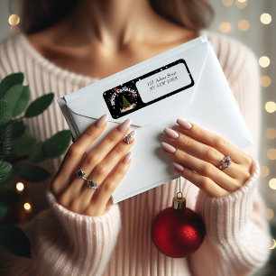 Black Christmas Graffiti Return Address Label