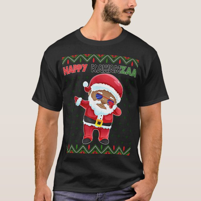 Black Christmas Happy Ugly Kwanzaa Merry African H T-Shirt (Front)