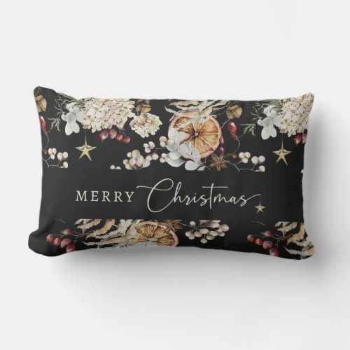 Black Christmas Lumbar Pillow