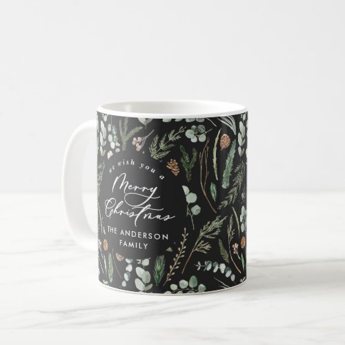 Black Christmas minimal elegant botanical photo Coffee Mug