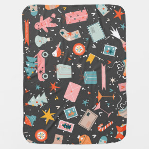 Black Christmas: ornate vintage pattern. Baby Blanket