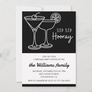 Black Christmas Party  Cocktail Drinks Invitation