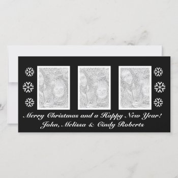 Black Christmas Photo Card Template | Three Photos by photoedit at Zazzle