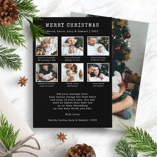 Black Christmas Photo Collage Holiday Card