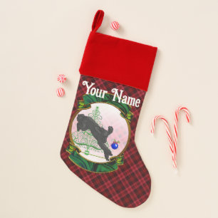 Black Christmas Poodle on Red Plaid Background Christmas Stocking