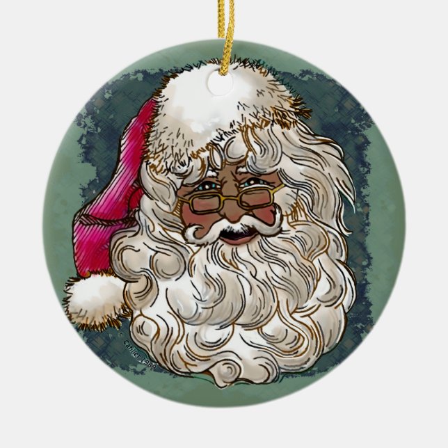 Black Christmas Santa  ornament (Front)