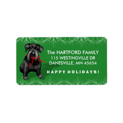 Black Christmas Schnauzer Dog Address Labels