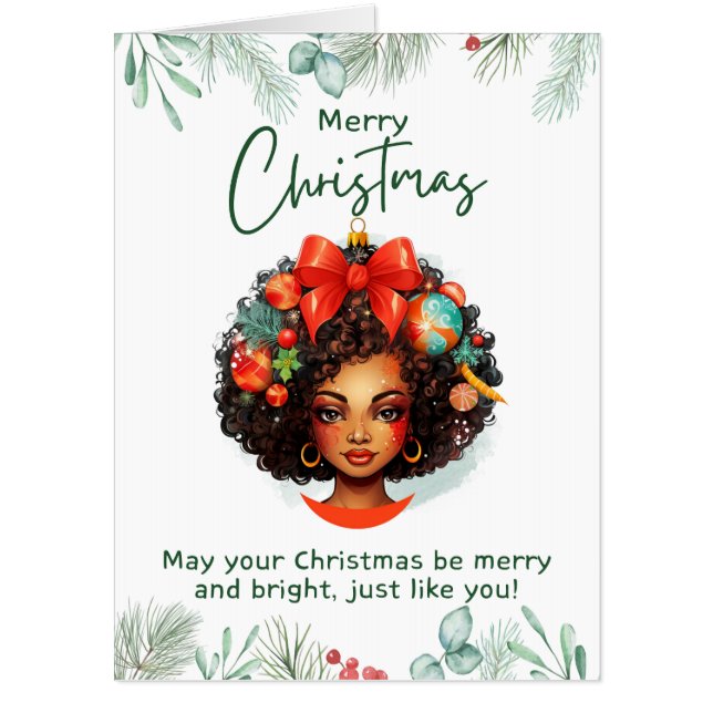 Black Christmas Sista Melanin Queen Women Xmas  Card (Front)