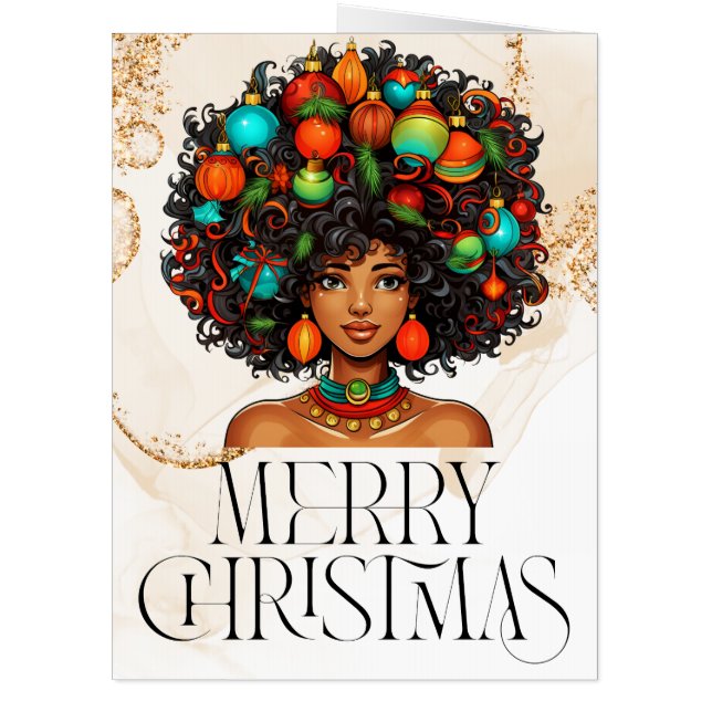 Black Christmas Sista Melanin Queen Women Xmas  Card (Back)