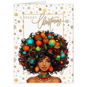 Black Christmas Sista Melanin Queen Women Xmas Card