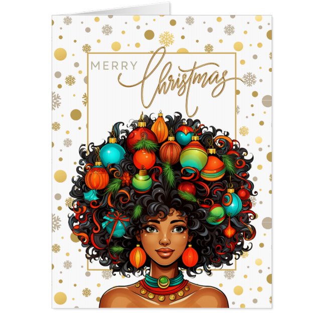 Black Christmas Sista Melanin Queen Women Xmas  Card (Front)
