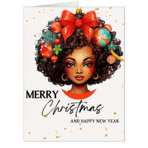 Black Christmas Sista Melanin Queen Women Xmas Card