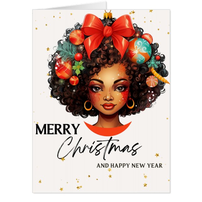 Black Christmas Sista Melanin Queen Women Xmas  Card (Front)