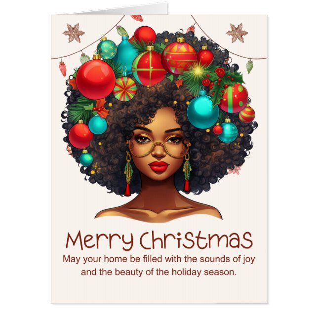 Black Christmas Sista Melanin Queen Women Xmas  Card (Front)