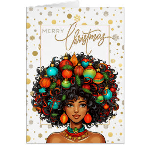 Black Christmas Sista Melanin Queen Women Xmas Cards