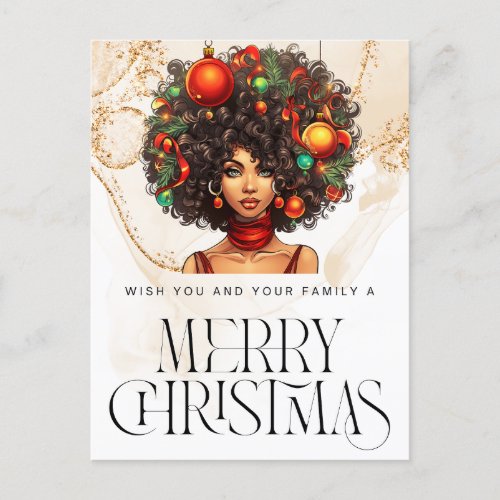 Black Christmas Sista Melanin Queen Women Xmas  Holiday Postcard