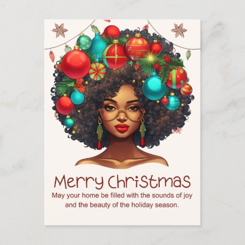 Black Christmas Sista Melanin Queen Women Xmas  Holiday Postcard