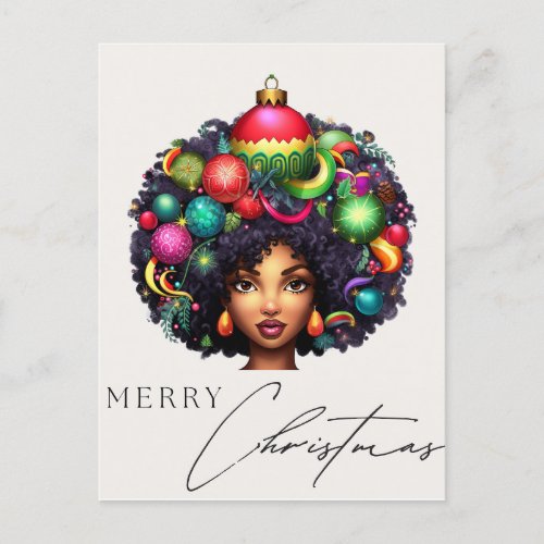 Black Christmas Sista Melanin Queen Women Xmas  Holiday Postcard