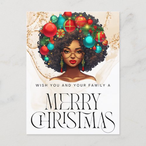 Black Christmas Sista Melanin Queen Women Xmas  Postcard