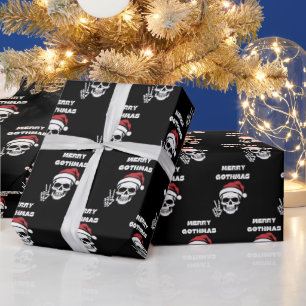 Black Christmas Skeleton Humorous Gothic Twist Wrapping Paper