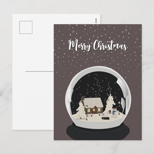 Black Christmas Snow globe Winter  Holiday Postcard (Front/Back)