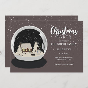 Black Christmas Snow globe Winter wonderland Invitation