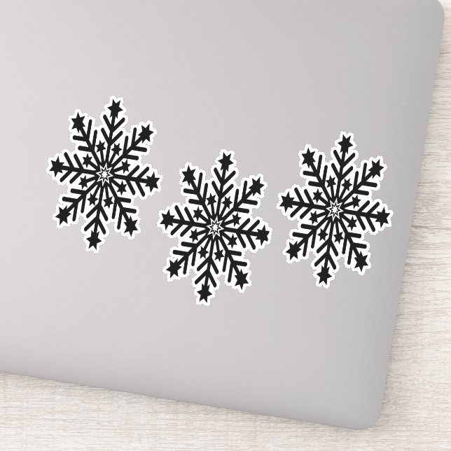 Black Christmas snowflakes on Sticker (Detail)