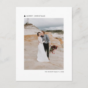 Black Christmas Tree Modern Merry Christmas Photo Holiday Postcard