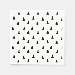 Black Christmas Tree Scandinavian Pattern Napkins