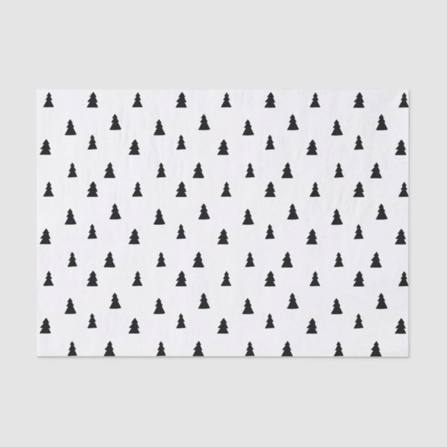 Black Christmas Tree Scandinavian Pattern Tissue Paper (Front)