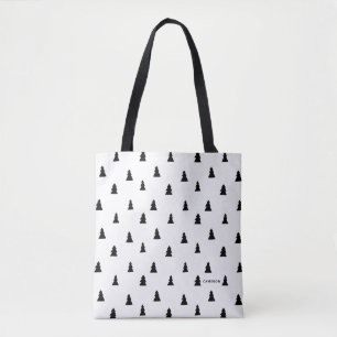 Black Christmas Tree Scandinavian Pattern Tote Bag