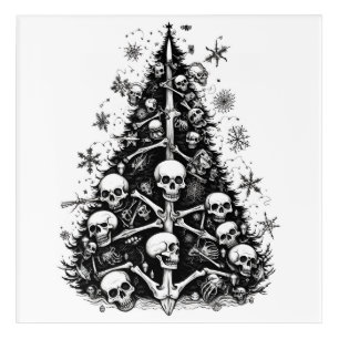 Black Christmas tree Skulls and bones Acrylic Print