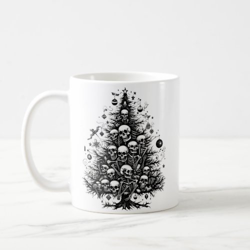 Black Christmas tree Skulls and bones Coffee Mug