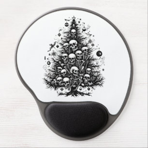 Black Christmas tree Skulls and bones Gel Mouse Pad
