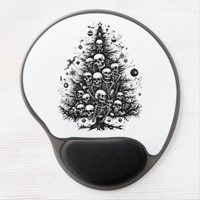 Black Christmas tree Skulls and bones Gel Mouse Pad (Front)