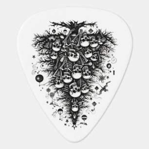 Black Christmas tree Skulls and bones Guitar Pick